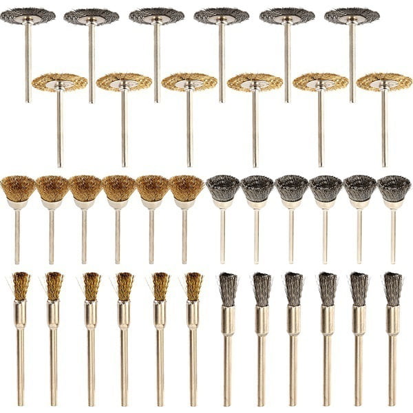 36 pcs/set Wire Steel Brass Brushes Polishing Brush Wheels Set For Rotary Tools 